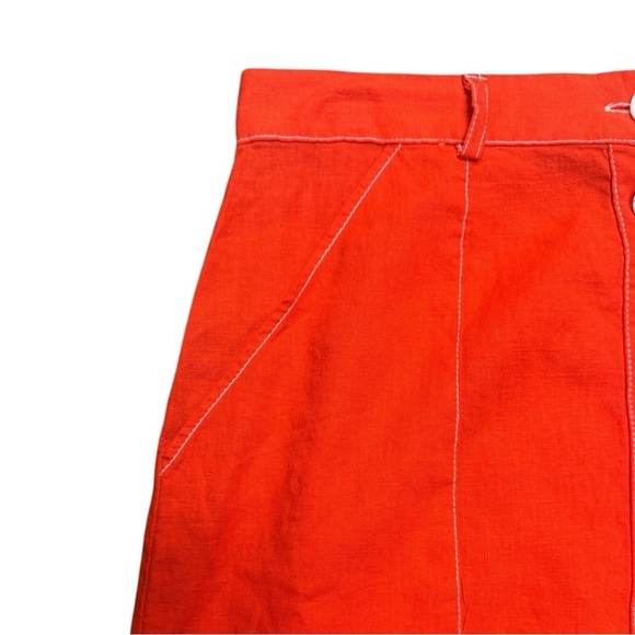 Urban Outfitters Lindsey Slit Button Utility Midi Linen Blend Skirt, Orange, M - Picture 5 of 9